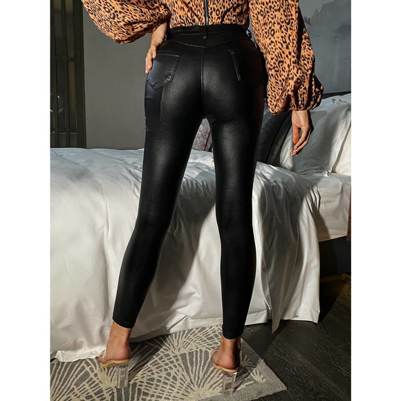 High Waist vegan Leather Skinny Pants white - Picture 4 of 12